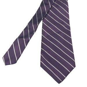 Jos a Bank Men's Tie 100% Silk Executive Collection Purple Silver Stripe 3.5x60